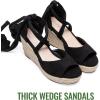 image:imageVepose Womens Espadrille Wedge Sandals Rome 882 Open Toe Lace Up Platform Wedges Comfortable Ankle Wrap Heels for Summer Wedding Beach CasualBlack