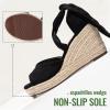 image:imageVepose Womens Espadrille Wedge Sandals Rome 882 Open Toe Lace Up Platform Wedges Comfortable Ankle Wrap Heels for Summer Wedding Beach CasualBlack