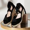 image:imageVepose Womens Espadrille Wedge Sandals Rome 882 Open Toe Lace Up Platform Wedges Comfortable Ankle Wrap Heels for Summer Wedding Beach CasualBlack