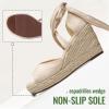 image:imageVepose Womens Espadrille Wedge Sandals Rome 882 Open Toe Lace Up Platform Wedges Comfortable Ankle Wrap Heels for Summer Wedding Beach CasualNude