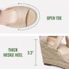image:imageVepose Womens Espadrille Wedge Sandals Rome 882 Open Toe Lace Up Platform Wedges Comfortable Ankle Wrap Heels for Summer Wedding Beach CasualNude