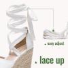 image:imageVepose Womens Espadrille Wedge Sandals Rome 882 Open Toe Lace Up Platform Wedges Comfortable Ankle Wrap Heels for Summer Wedding Beach CasualWhite