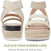 image:imageVepose Womens Platform Sandals Wedge Espadrilles 22 Inch Elastic Strap Open Toe Comfortable Cute Sandalias Dressy Summer Vacation Casual Beach Work Wedding 876Cute Espadrilles876nude
