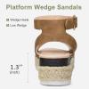 image:imageVepose Womens Platform Wedge Sandals Open Toe 23 Inch Espadrilles Dressy Comfortable Summer Vacation Trendy Ankle Strap Buckle Shoes Work Wedding 400ASummer Sandal400abrown
