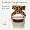 image:imageVepose Womens Platform Wedge Sandals Open Toe 23 Inch Espadrilles Dressy Comfortable Summer Vacation Trendy Ankle Strap Buckle Shoes Work Wedding 400ASummer Sandal400aleopard