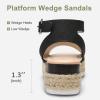 image:imageVepose Womens Platform Wedge Sandals Open Toe 23 Inch Espadrilles Dressy Comfortable Summer Vacation Trendy Ankle Strap Buckle Shoes Work Wedding 400AEspadrilles400ablack Nubuck