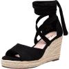 image:imageVepose Womens Espadrille Wedge Sandals Rome 882 Open Toe Lace Up Platform Wedges Comfortable Ankle Wrap Heels for Summer Wedding Beach CasualBlack