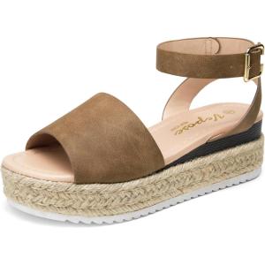 image:imageVepose Womens Platform Wedge Sandals Open Toe 23 Inch Espadrilles Dressy Comfortable Summer Vacation Trendy Ankle Strap Buckle Shoes Work Wedding 400ASummer Sandal400abrown