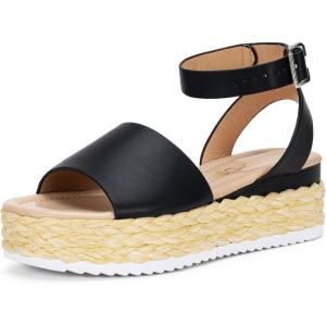 image:imageVepose Womens Platform Wedge Sandals Open Toe 23 Inch Espadrilles Dressy Comfortable Summer Vacation Trendy Ankle Strap Buckle Shoes Work Wedding 400AEspadrilles400ablack Pu