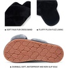 image:imageVepose Womens 801 Cross Band Slippers Soft Plush Furry Open Toe Fur Slides Fuzzy Fluffy Slip on House Shoes Indoor Outdoor SlippersCross Band801black