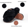 image:imageVepose Womens 801 Cross Band Slippers Soft Plush Furry Open Toe Fur Slides Fuzzy Fluffy Slip on House Shoes Indoor Outdoor SlippersCross Band801black