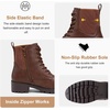 image:imageVepose Womens 916 Ankle Boots Combat Lace up Short Booties with Inside ZipperCognac