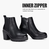 image:imageVepose Womens Ankle Chunky Heeled Boots Platform Chelsea Retro Short 999 Booties with ZipperBlackleather