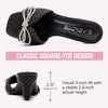 image:imageVepose Womens Embellished Woven Raffia Heeled Sandals Approx 3 Inch Flared Block Chunky Sculptural Slip on Mule Heels  Square Open Toe Business Casual Wedding Guest Shoes 6102Black Bow