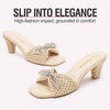image:imageVepose Womens Embellished Woven Raffia Heeled Sandals Approx 3 Inch Flared Block Chunky Sculptural Slip on Mule Heels  Square Open Toe Business Casual Wedding Guest Shoes 6102Nude Bow