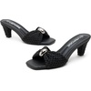 image:imageVepose Womens Embellished Woven Raffia Heeled Sandals Approx 3 Inch Flared Block Chunky Sculptural Slip on Mule Heels  Square Open Toe Business Casual Wedding Guest Shoes 6102Black Ring Charm