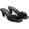 image:imageVepose Womens Embellished Woven Raffia Heeled Sandals Approx 3 Inch Flared Block Chunky Sculptural Slip on Mule Heels  Square Open Toe Business Casual Wedding Guest Shoes 6102Black Ring Charm