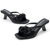 image:imageVepose Womens Floral Satin Heels Slip On Square Open Toe  Approx 3 Inch Rectangular Slim Block Heeled Comfortable Dressy for Wedding Guest Prom Evening Party 6115Black Satin