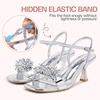 image:imageVepose Womens Kitten Heels Sparkly Rhinestone Cluster Ankle Strap Sandals Comfortable Approx 3 Inch Low Heel Open Square Toe Dressy Prom Wedding Party Shoes 6119Silver