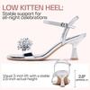 image:imageVepose Womens Kitten Heels Sparkly Rhinestone Cluster Ankle Strap Sandals Comfortable Approx 3 Inch Low Heel Open Square Toe Dressy Prom Wedding Party Shoes 6119Silver