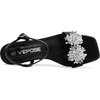 image:imageVepose Womens Kitten Heels Sparkly Rhinestone Cluster Ankle Strap Sandals Comfortable Approx 3 Inch Low Heel Open Square Toe Dressy Prom Wedding Party Shoes 6119Black Pu