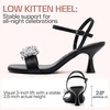 image:imageVepose Womens Kitten Heels Sparkly Rhinestone Cluster Ankle Strap Sandals Comfortable Approx 3 Inch Low Heel Open Square Toe Dressy Prom Wedding Party Shoes 6119Black