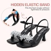 image:imageVepose Womens Kitten Heels Sparkly Rhinestone Cluster Ankle Strap Sandals Comfortable Approx 3 Inch Low Heel Open Square Toe Dressy Prom Wedding Party Shoes 6119Black