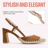 image:imageVepose Womens Mesh Raffia Slingback Pumps  Approx 3 Inch Chunky Block Heel Comfortable Soft Square Closed Toe Dress Shoes for Business Casual Office Work WeddingBrown Suede