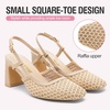 image:imageVepose Womens Mesh Raffia Slingback Pumps  Approx 3 Inch Chunky Block Heel Comfortable Soft Square Closed Toe Dress Shoes for Business Casual Office Work WeddingNude