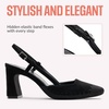 image:imageVepose Womens Mesh Raffia Slingback Pumps  Approx 3 Inch Chunky Block Heel Comfortable Soft Square Closed Toe Dress Shoes for Business Casual Office Work WeddingBlack Suede