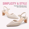 image:imageVepose Womens Mesh Woven Raffia Pointed Toe Pumps Ankle Strap Closed Toe  Approx 3 Inch Slim Block Heels Dressy Business Casual Office Wedding Shoes 6107Nude