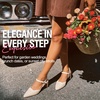 image:imageVepose Womens Mesh Woven Raffia Pointed Toe Pumps Ankle Strap Closed Toe  Approx 3 Inch Slim Block Heels Dressy Business Casual Office Wedding Shoes 6107Nude