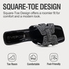 image:imageVepose Womens Rhinestone Heeled Sandals  Approx 2 Inch Low Chunky Heel Slip On 6109 Mules Square Open Toe Dressy Double Band Slides for Wedding Party Daily WearBlack