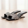 image:imageVepose Womens Rhinestone Heeled Sandals  Approx 2 Inch Low Chunky Heel Slip On 6109 Mules Square Open Toe Dressy Double Band Slides for Wedding Party Daily WearBlack01
