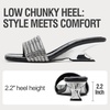 image:imageVepose Womens Rhinestone Heeled Sandals  Approx 2 Inch Low Chunky Heel Slip On 6109 Mules Square Open Toe Dressy Double Band Slides for Wedding Party Daily WearBlack Rhinestone