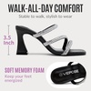 image:imageVepose Womens Rhinestone Strappy Heeled Sandals 35 Inch Chunky Block Flared Heels Slip On Square Open Toe  Comfortable Prom Wedding Guest Dressy Shoes 6125Black