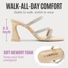 image:imageVepose Womens Rhinestone Strappy Heeled Sandals 35 Inch Chunky Block Flared Heels Slip On Square Open Toe  Comfortable Prom Wedding Guest Dressy Shoes 6125Nude
