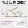 image:imageVepose Womens Rhinestone Strappy Heeled Sandals 35 Inch Chunky Block Flared Heels Slip On Square Open Toe  Comfortable Prom Wedding Guest Dressy Shoes 6125White