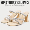 image:imageVepose Womens Rhinestone Strappy Heeled Sandals 35 Inch Chunky Block Flared Heels Slip On Square Open Toe  Comfortable Prom Wedding Guest Dressy Shoes 6125Nude