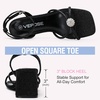 image:imageVepose Womens Rhinestone Strappy Heeled Sandals Square Open Toe  Approx 3 Inch Slim Block Heels Dressy Wedding Guest Prom Bridal Evening Shoes 6116Black Rhinestone