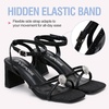 image:imageVepose Womens Rhinestone Strappy Heeled Sandals Square Open Toe  Approx 3 Inch Slim Block Heels Dressy Wedding Guest Prom Bridal Evening Shoes 6116Black Rhinestone