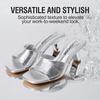 image:imageVepose Womens Single Band Heeled Sandals Slip On Square Open Toe Mules  Approx 3 Inch Rectangular Slim Block Heels Dressy Wedding Guest Prom Business Casual 6105 ShoesSilver