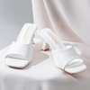image:imageVepose Womens Single Band Heeled Sandals Slip On Square Open Toe Mules  Approx 3 Inch Rectangular Slim Block Heels Dressy Wedding Guest Prom Business Casual 6105 ShoesWhite Pu