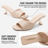 image:imageVepose Womens Single Band Heeled Sandals Slip On Square Open Toe Mules  Approx 3 Inch Rectangular Slim Block Heels Dressy Wedding Guest Prom Business Casual 6105 ShoesNude