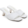 image:imageVepose Womens Single Band Heeled Sandals Slip On Square Open Toe Mules  Approx 3 Inch Rectangular Slim Block Heels Dressy Wedding Guest Prom Business Casual 6105 ShoesWhite Pu