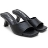 image:imageVepose Womens Single Band Heeled Sandals Slip On Square Open Toe Mules  Approx 3 Inch Rectangular Slim Block Heels Dressy Wedding Guest Prom Business Casual 6105 ShoesBlack Pu
