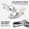 image:imageVepose Womens Single Band Heeled Sandals Slip On Square Open Toe Mules  Approx 3 Inch Rectangular Slim Block Heels Dressy Wedding Guest Prom Business Casual 6105 ShoesSilver