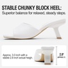 image:imageVepose Womens Single Band Heeled Sandals Slip On Square Open Toe Mules  Approx 3 Inch Rectangular Slim Block Heels Dressy Wedding Guest Prom Business Casual 6105 ShoesWhite