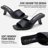 image:imageVepose Womens Single Band Heeled Sandals Slip On Square Open Toe Mules  Approx 3 Inch Rectangular Slim Block Heels Dressy Wedding Guest Prom Business Casual 6105 ShoesBlack