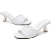 image:imageVepose Womens Single Band Heeled Sandals Slip On Square Open Toe Mules  Approx 3 Inch Rectangular Slim Block Heels Dressy Wedding Guest Prom Business Casual 6105 ShoesWhite Pu